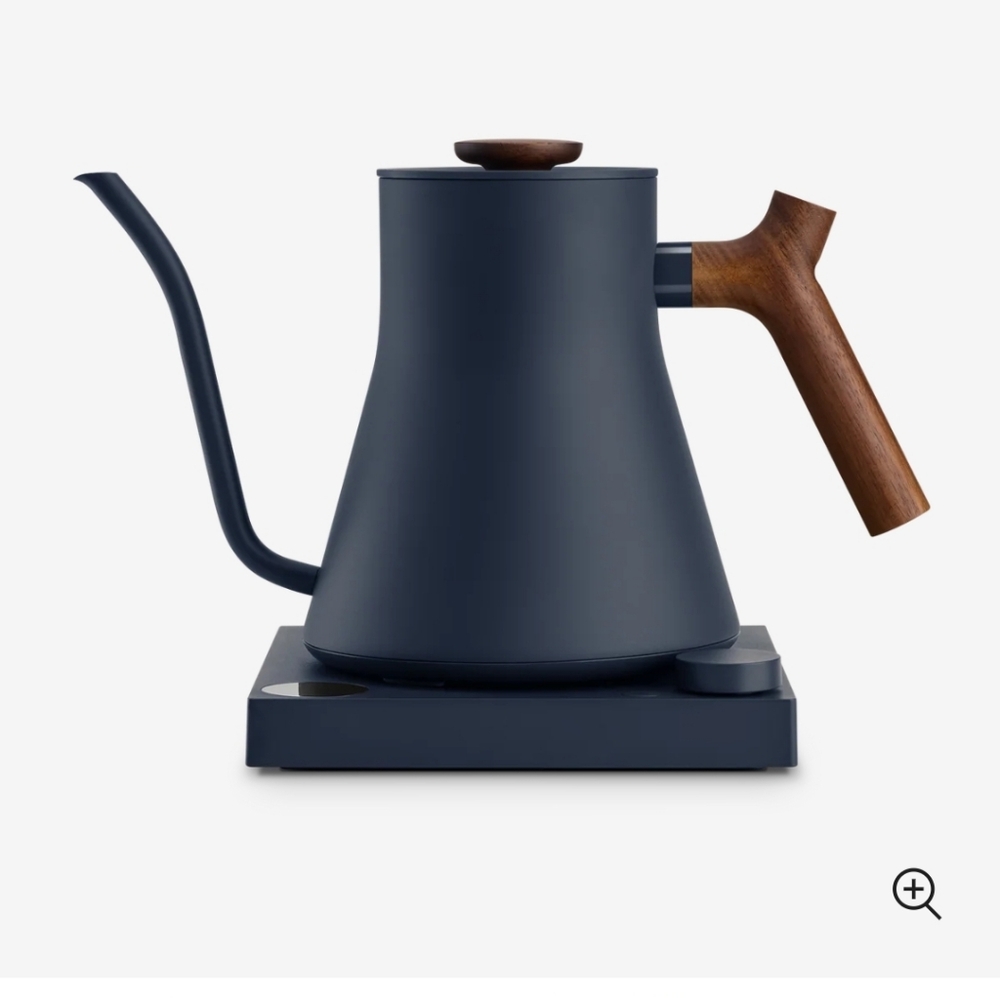 Fellow Electric Kettle in Stone Blue with Walnut Wood Handle